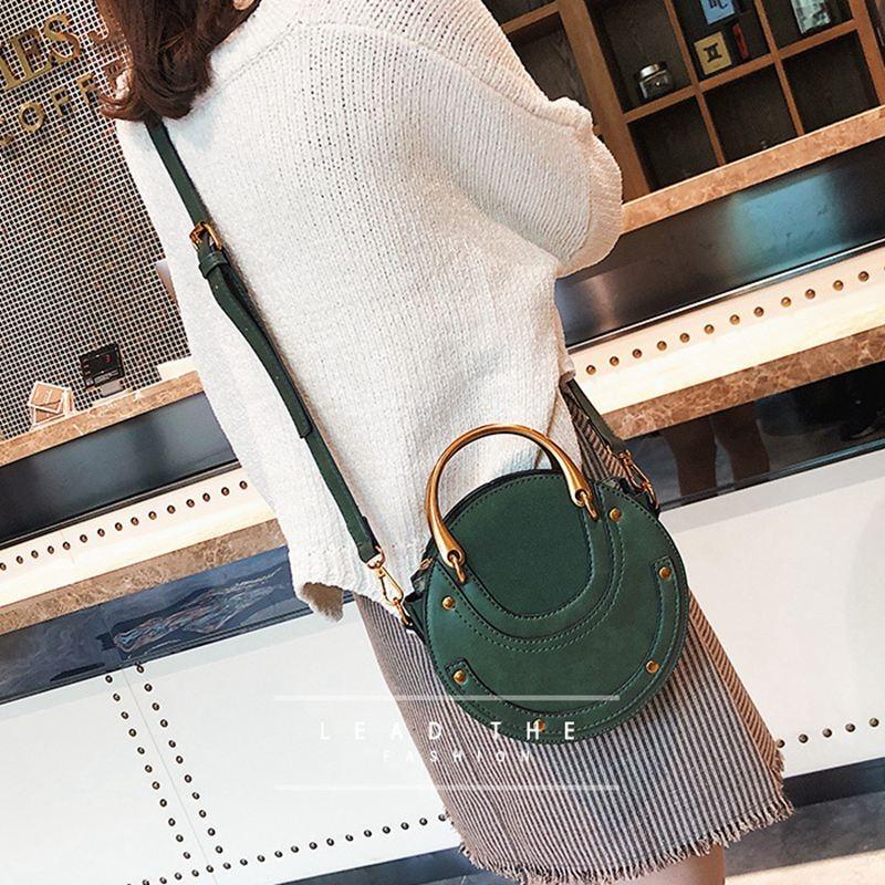 Retro Leather Mini Shoulder Bag for Women - Brown
