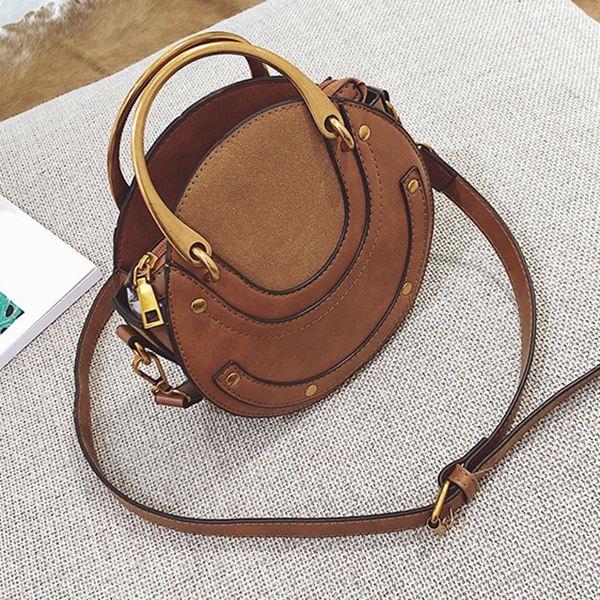 Retro Leather Mini Shoulder Bag for Women - Brown