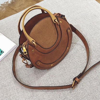 Retro Leather Mini Shoulder Bag for Women - Brown