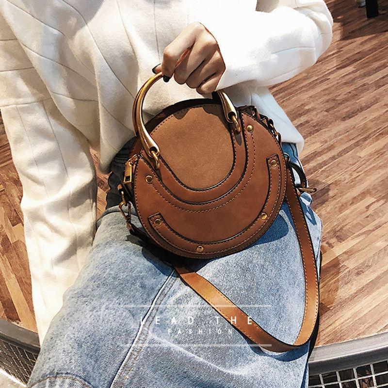 Retro Leather Mini Shoulder Bag for Women - Brown