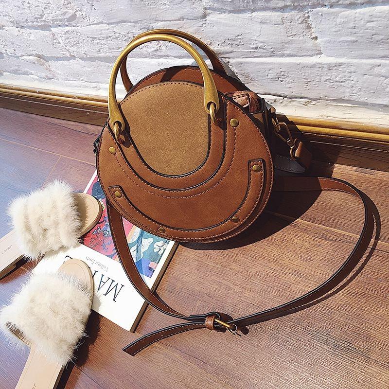 Retro Leather Mini Shoulder Bag for Women - Brown