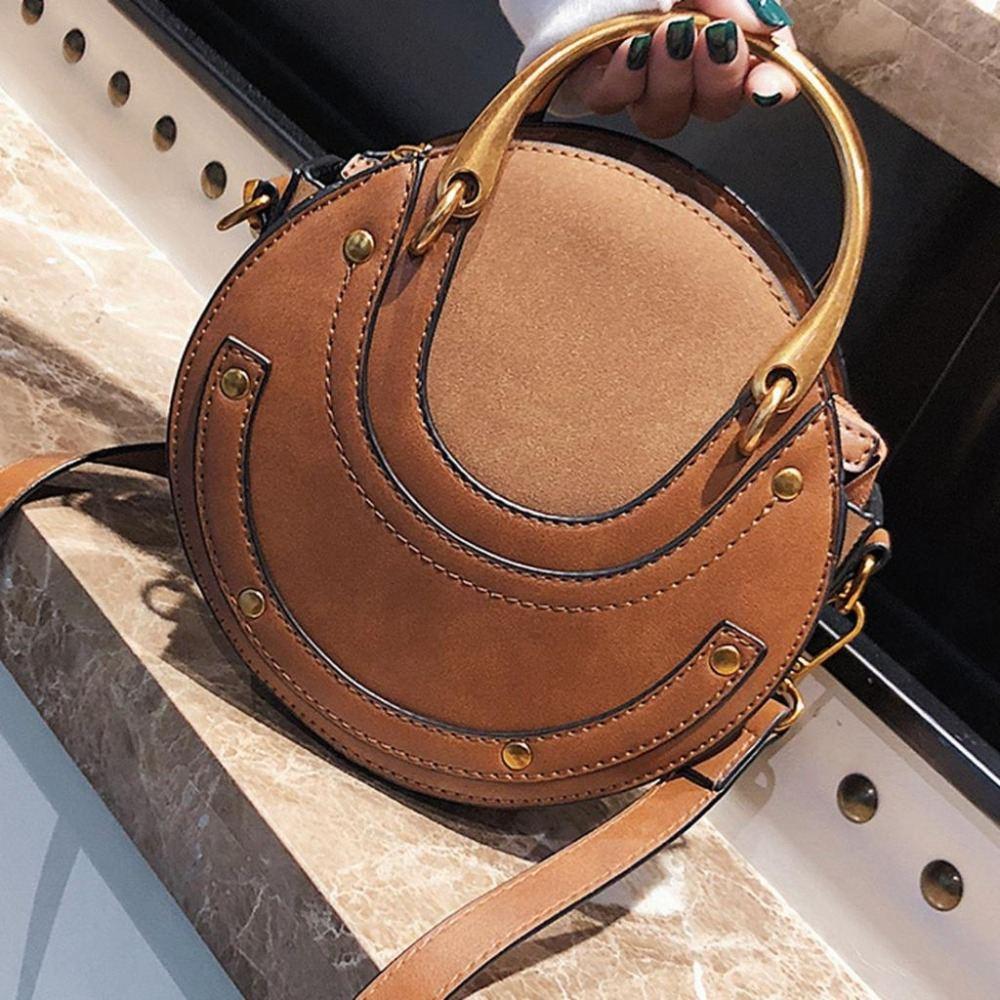Retro Leather Mini Shoulder Bag for Women - Brown