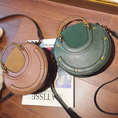 Retro Leather Mini Shoulder Bag for Women - Brown