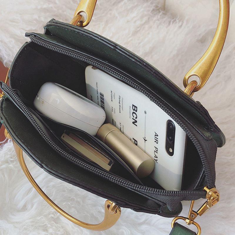 Retro Leather Mini Shoulder Bag for Women - Brown