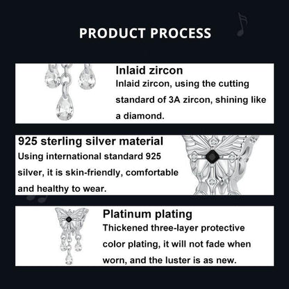 925 Sterling Silver Platinum Plated Butterfly Tassel Pendant