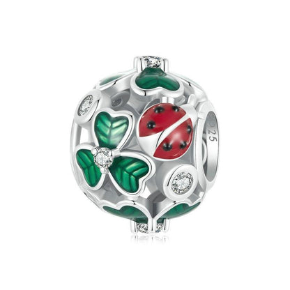 925 Sterling Silver Ladybug Clover Diy Beads