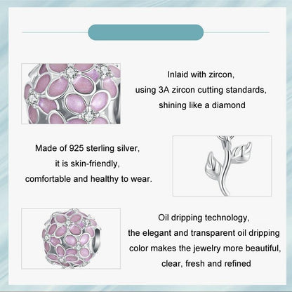 925 Sterling Silver Platinum Plated Zircon Flower Beads