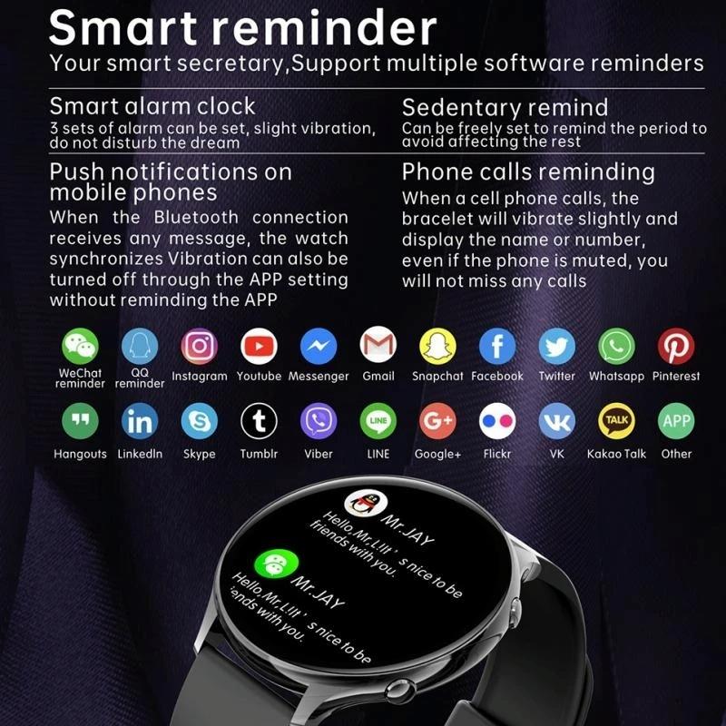 Smart Watch With Body Temp / Heart / Bp / Oxygen / Sleep Monitoring And Menstrual Cycle Prediction - Ip67 Waterproof - Black
