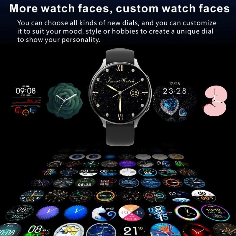Smart Watch With Body Temp / Heart / Bp / Oxygen / Sleep Monitoring And Menstrual Cycle Prediction - Ip67 Waterproof - Black