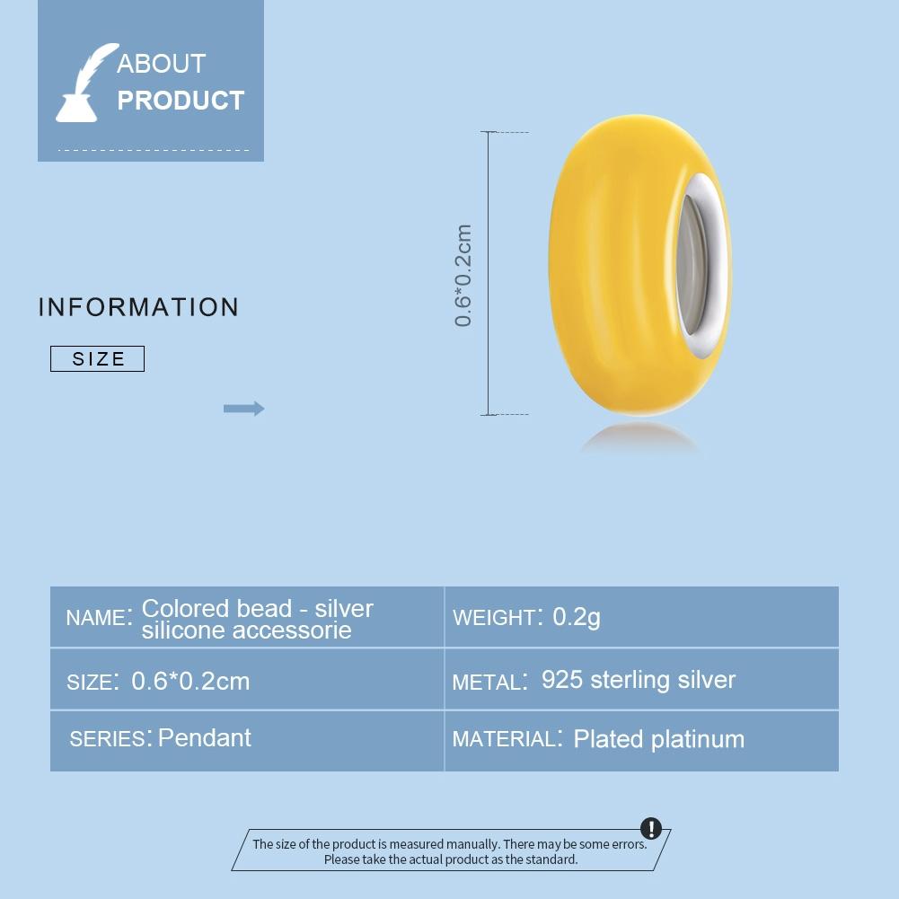 925 Sterling Silver Silicone Beads For Diy Bracelets & Necklaces - Blue