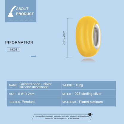 925 Sterling Silver Silicone Beads For Diy Bracelets & Necklaces - Blue