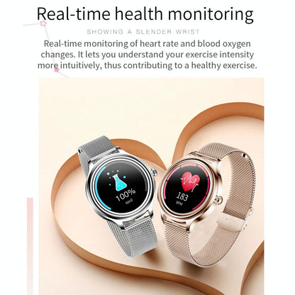 1.09 Inch Hd Colour Screen Bluetooth 5.0 Ip68 Waterproof Smart Watch Sleep & Heart Rate Monitor Blood Oxygen Tracking Steel Strap - Rose Gold