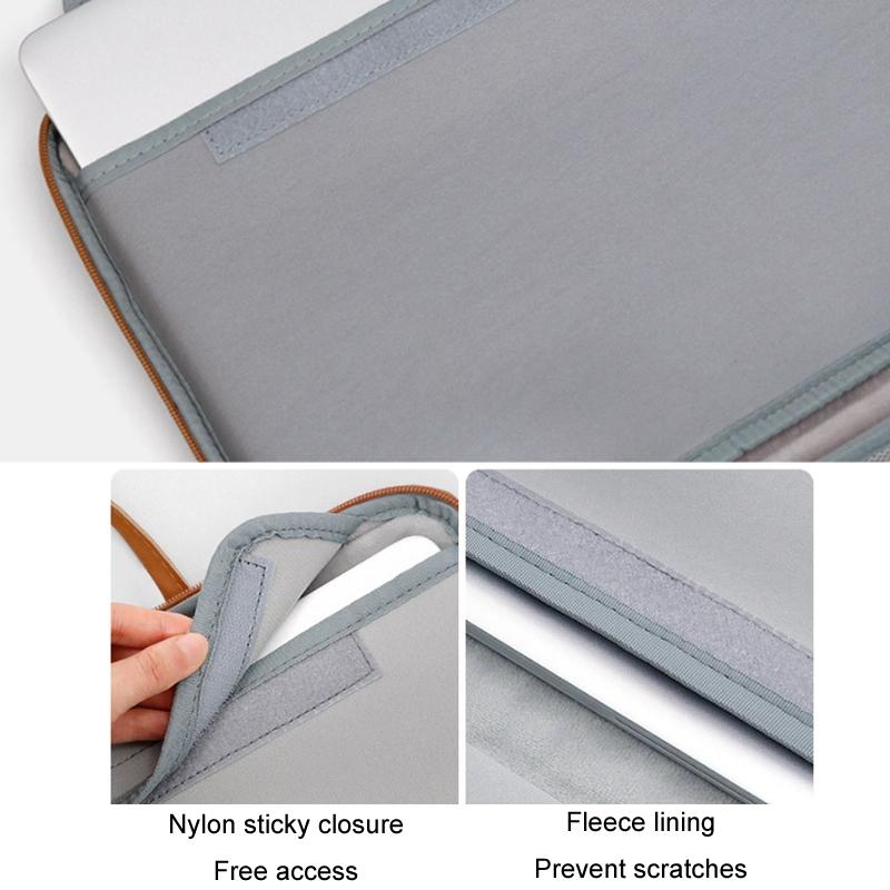 Waterproof Leather Computer Bag - 13 / 13.3 Inches Fully Open & Portable - Gray Brown