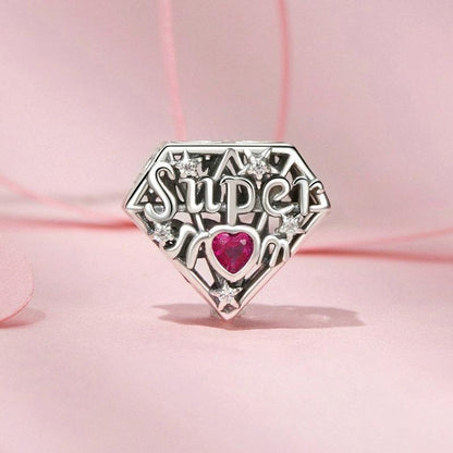 925 Sterling Silver Super Mom Diy Beaded Jewelry