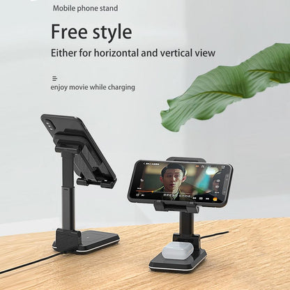 Portable 2 In 1 Wireless Charging Stand Single Charge - Black