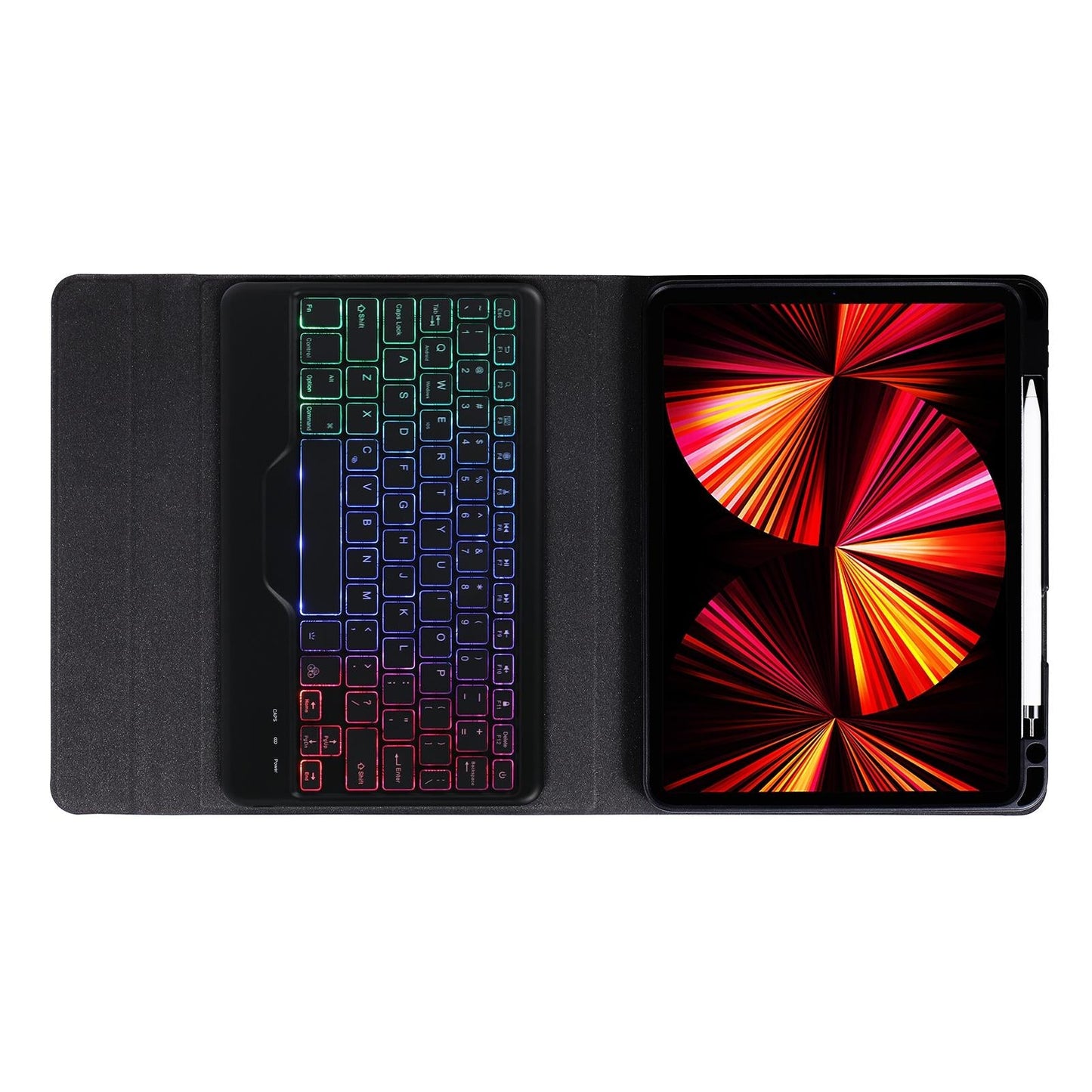 10.2 / 10.5 Inch Bluetooth Keyboard Tablet Case With Triangle Holder & Pen Slot - Black Diamond Pattern