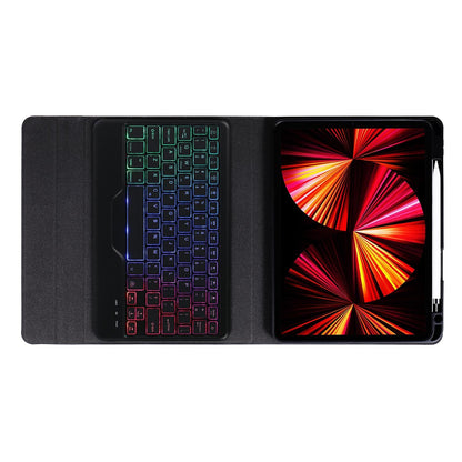 10.2 / 10.5 Inch Bluetooth Keyboard Tablet Case With Triangle Holder & Pen Slot - Black Diamond Pattern