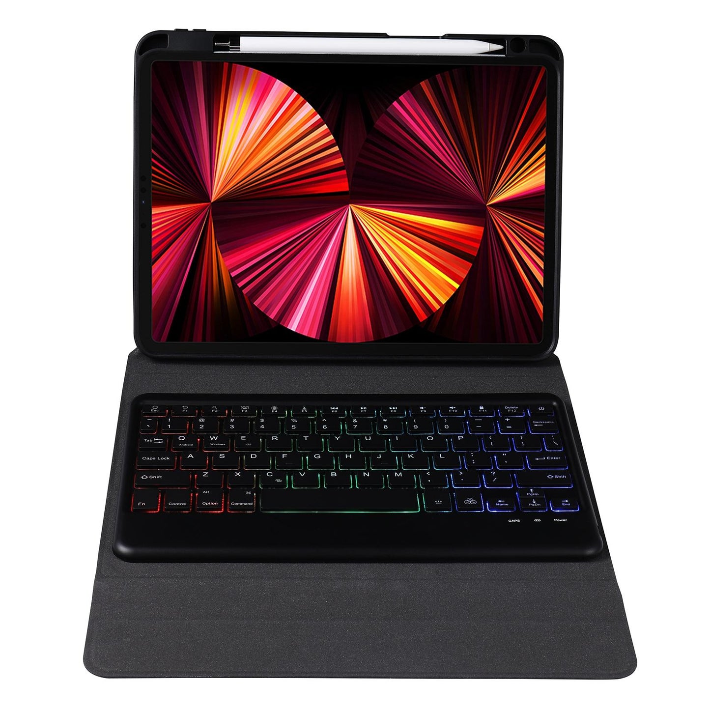 10.2 / 10.5 Inch Bluetooth Keyboard Tablet Case With Triangle Holder & Pen Slot - Black Diamond Pattern