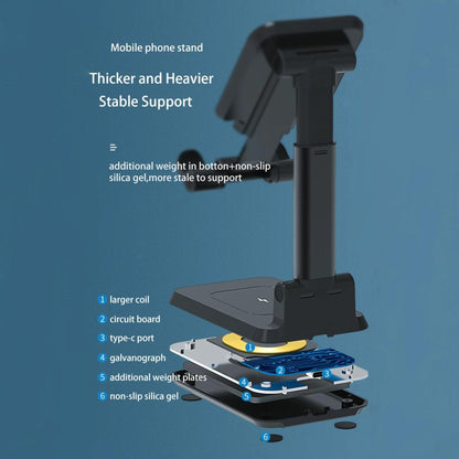 Portable 2 In 1 Wireless Charging Stand Double Charge - Black