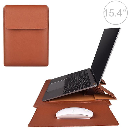15.4 Inch Laptop Leather Sleeve Carrying Bag - Black