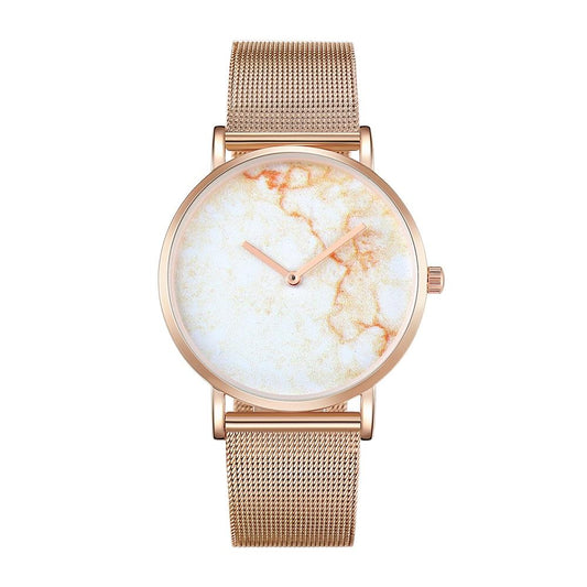 Stylish Men Quartz Watch with Gold Alloy Case and Stainless Steel Band - Round Dial - Wa0733A