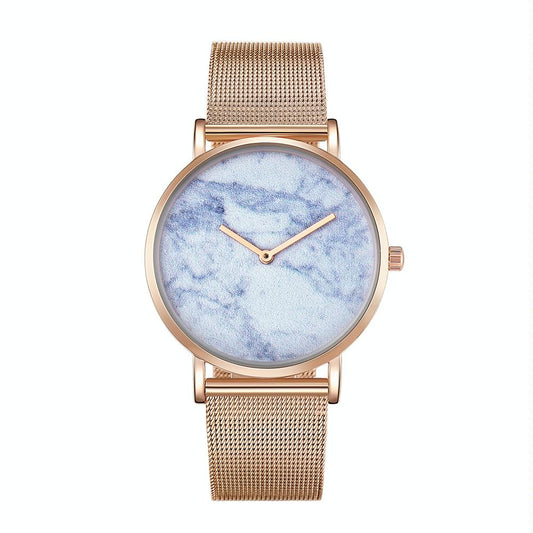 Stylish Men Quartz Watch with Gold Alloy Case and Stainless Steel Band - Round Dial - Wa0733A