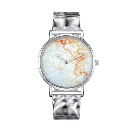 Stylish Men Quartz Watch with Stainless Steel Band - Round Dial Silver Alloy Case - Wa0736A