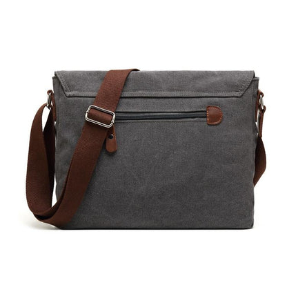 Men Canvas Shoulder Bag Versatile Crossbody Messenger Black