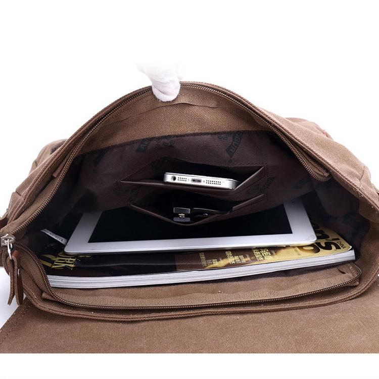 Men Canvas Shoulder Bag Versatile Crossbody Messenger Black