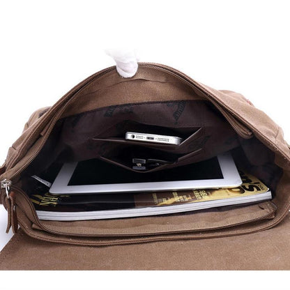 Men Canvas Shoulder Bag Versatile Crossbody Messenger Black