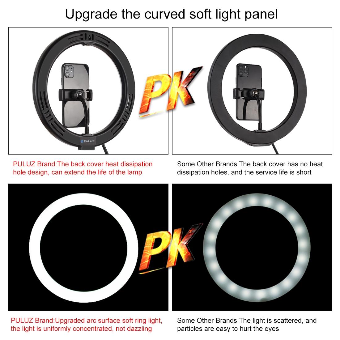 10.2 Usb Rgbw Led Ring Light with Tripod & Remote for Vlogging & Photography - Black