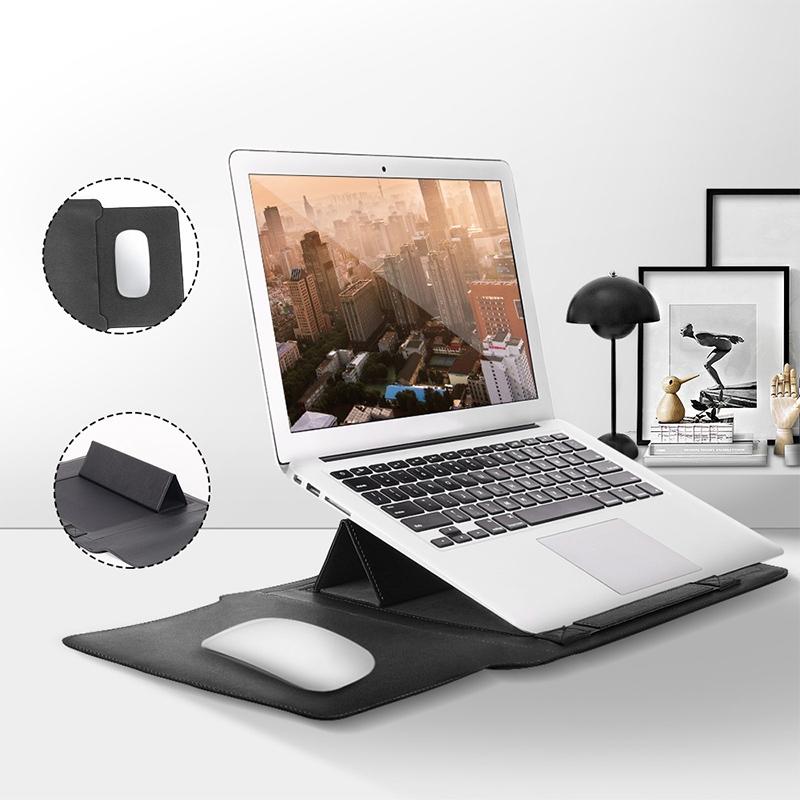 Universal Waterproof Laptop Bag Set With Handle Stand Pen Holder Winders Mouse & Charger Bags - Black