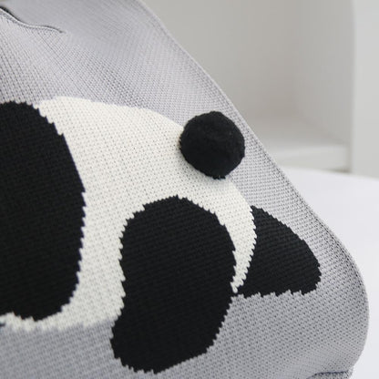 Cartoon Panda Knit Bag - Large Capacity Vest Handbag - Red