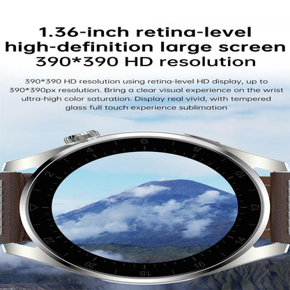 Waterproof Leather Smartwatch With Colour Display - Brown