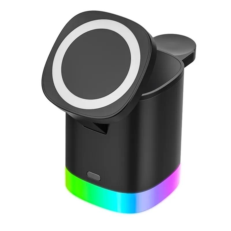 3 In 1 Magnetic Wireless Charger For Iphone Iwatch Airpods - Black