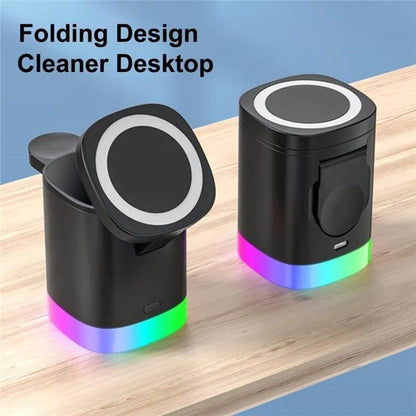 3 In 1 Magnetic Wireless Charger For Iphone Iwatch Airpods - Black