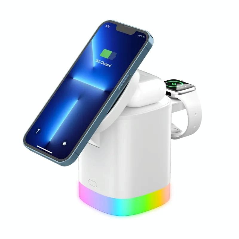 3 In 1 Magnetic Wireless Charger For Iphone Iwatch Airpods - Black