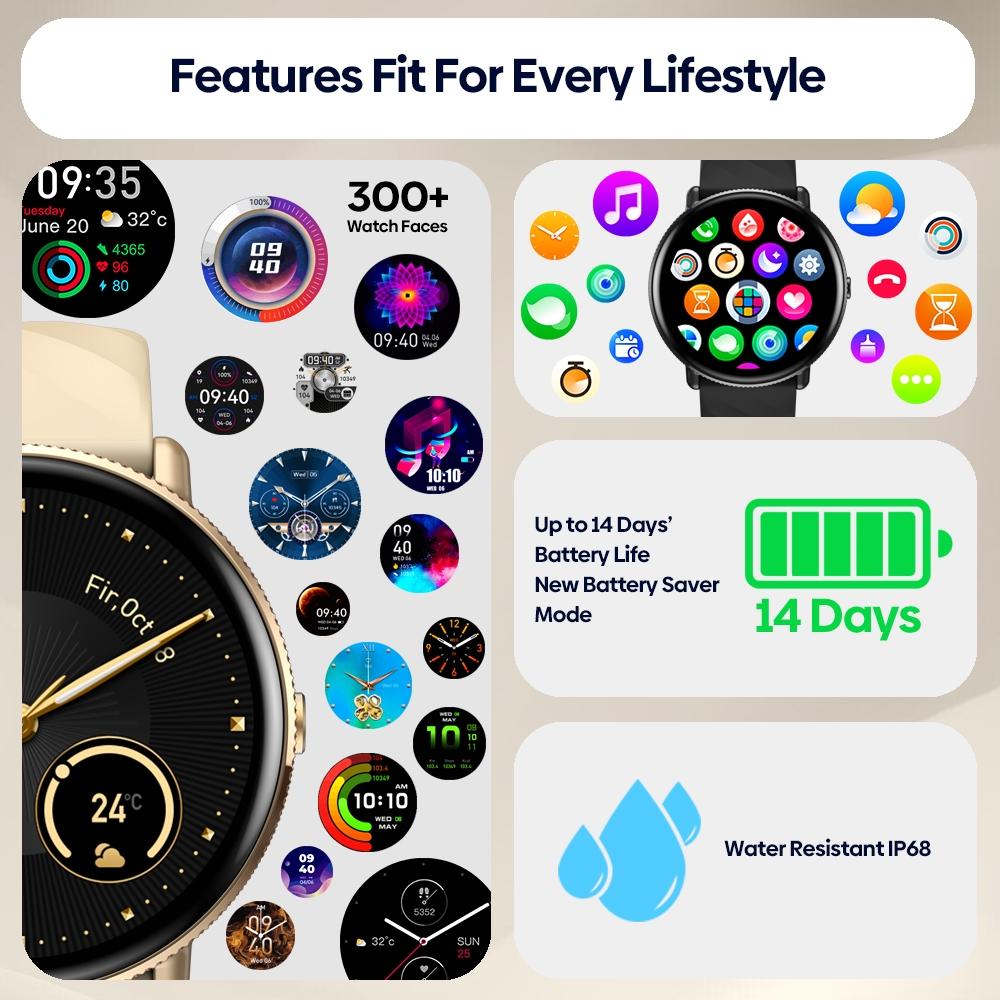 1.43 Inch Screen Voice Calling Smart Watch Support Heart Rate / Blood Pressure / Blood Oxygen - Silver