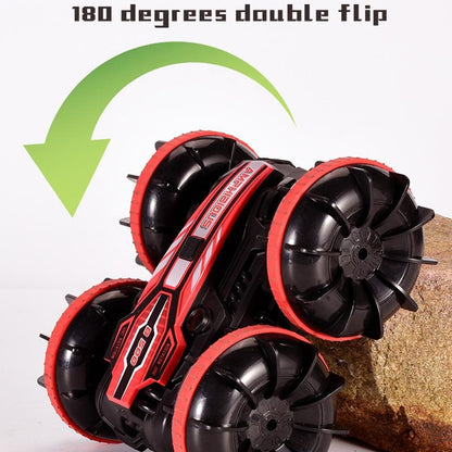 Amphibious Stunt Rc Car - Double-sided Rolling - 2.4g - Electric - Kids' Toy - Green