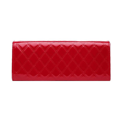 Diamond Pattern Leather Handbag with Hanging Ornaments - Women - Red