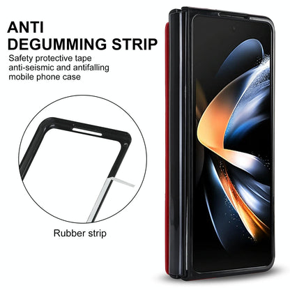Double Buckle Foldable Phone Case with Pen Slot - Black