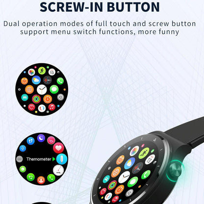 1.28 Inch Touch Colour Screen Smart Watch Black - Leather Silver