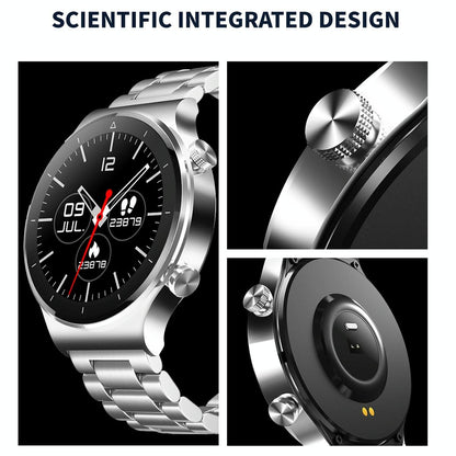 1.28 Inch Touch Colour Screen Smart Watch Black - Leather Silver
