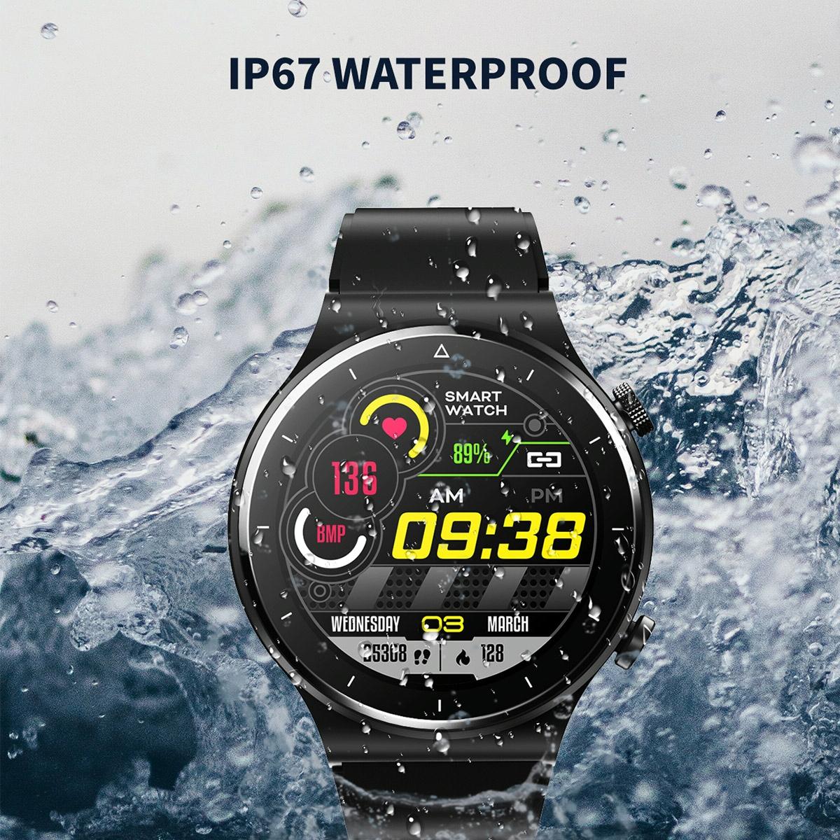 1.28 Inch Touch Colour Screen Smart Watch Black - Leather Silver