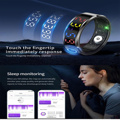 Smart Ring Heart Rate Blood Oxygen Sleep Sports Size 10 - Gold