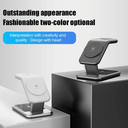 15W 3 In 1 Magnetic Wireless Charger - Black