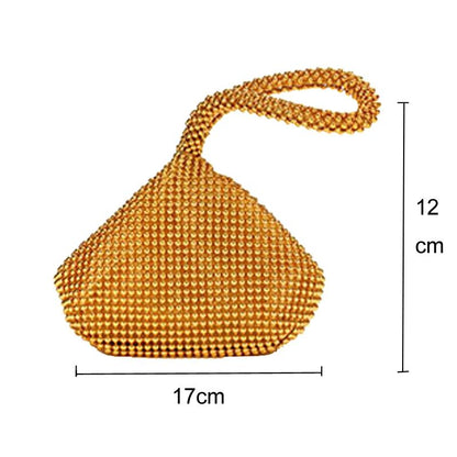 Soft Beaded Ladies Clutch Bag for Banquets - Gold