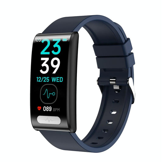 Smart Watch With Heart / Bp / Oxygen / Sugar Monitoring Silicone Strap Colour Screen - Blue