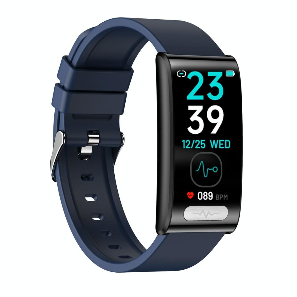 Smart Watch With Heart / Bp / Oxygen / Sugar Monitoring Silicone Strap Colour Screen - Blue