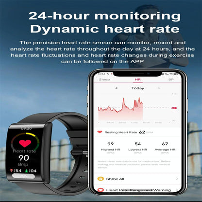 Smart Watch With Heart / Bp / Oxygen / Sugar Monitoring Silicone Strap Colour Screen - Blue